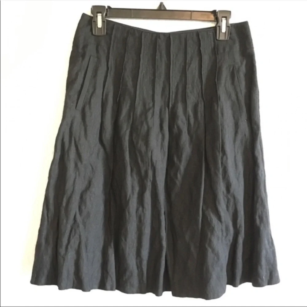 CABI THEATER CRINKLED PLEATED METALLIC SHEEN SKIRT BLACK GRAY DARK ACADEMIA 4